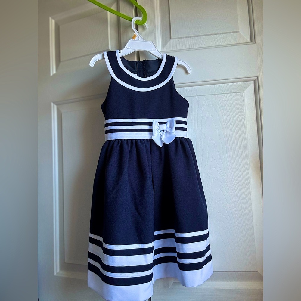Blue and White Sundress with Sleeveless Design and Sailor Collar NWOT